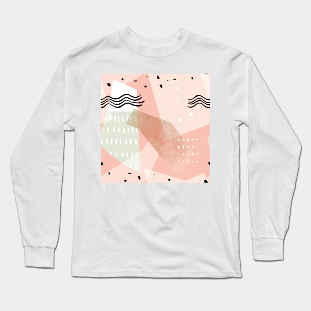 Aesthetic pink with stripes and texture Long Sleeve T-Shirt by maplejoyy